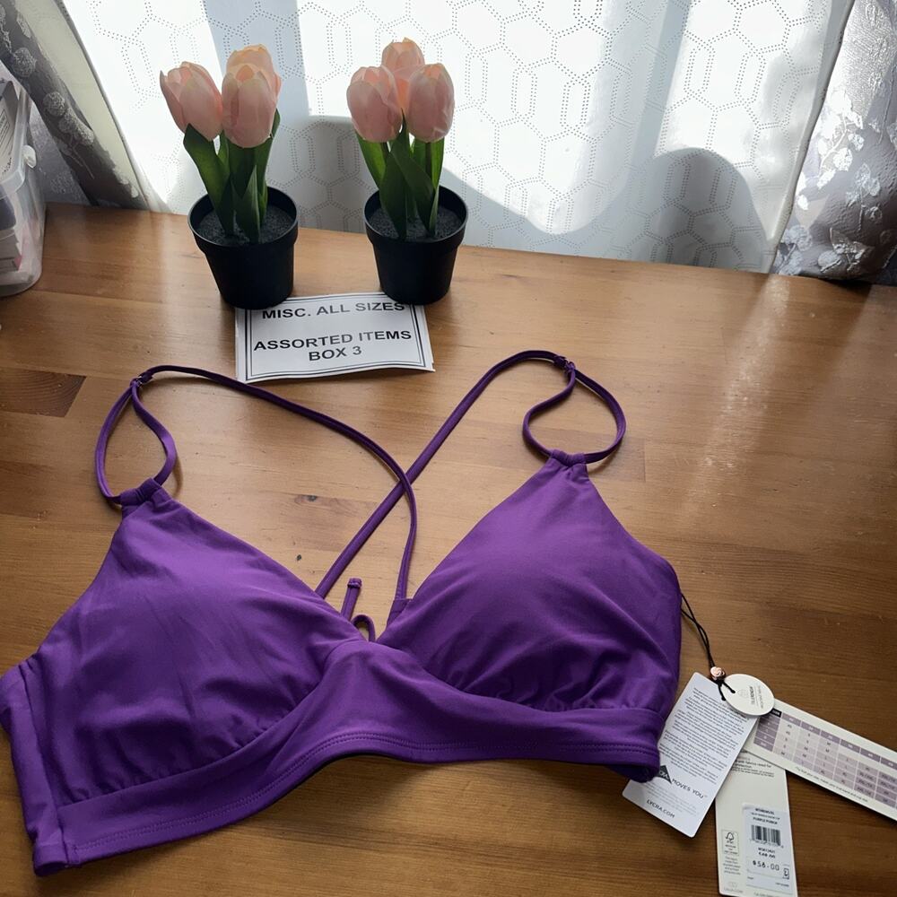 CALIA Swim Top Women's XL Double Strap Triangle Bikini Low Support Purple Punch